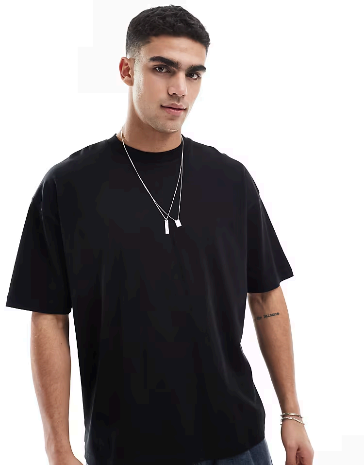 ASOS DESIGN oversized t-shirt with floral graphic in black