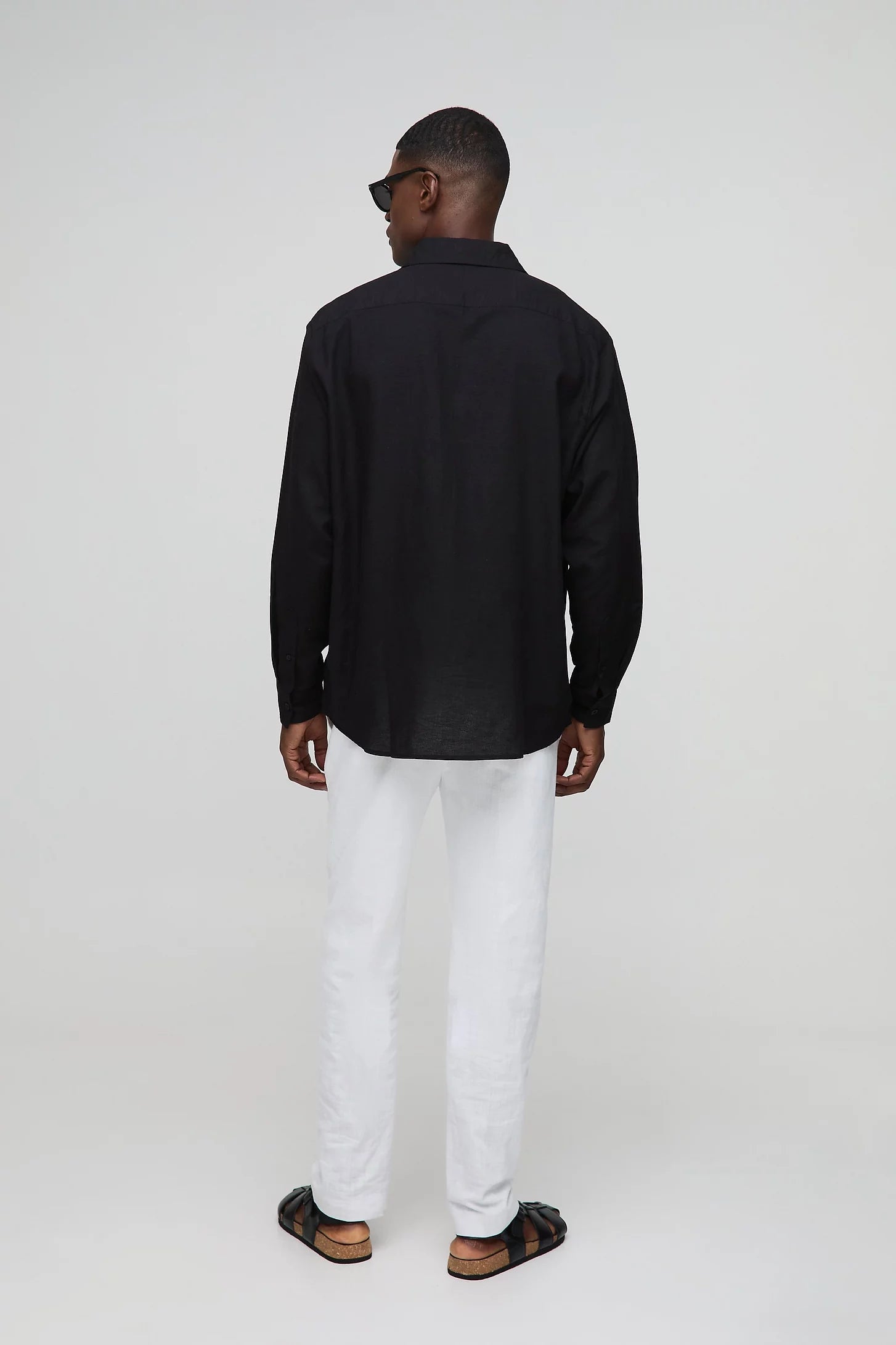Super Oversized Long Sleeve Collared Linen Shirt