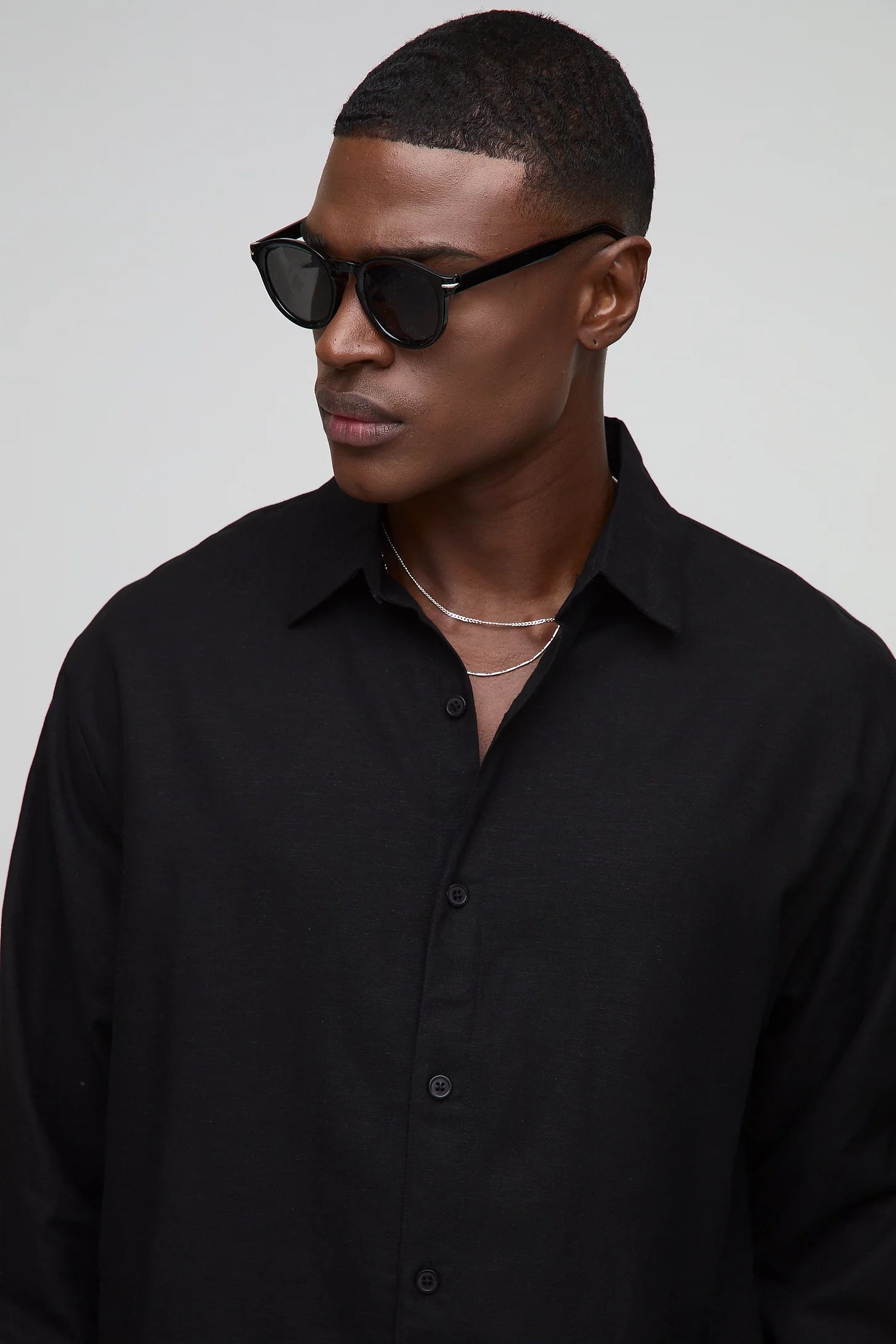 Super Oversized Long Sleeve Collared Linen Shirt